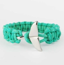 Whale Tail Braided Bracelet from Ghost Fishing Net Recovered from Chesil Beach, Dorset