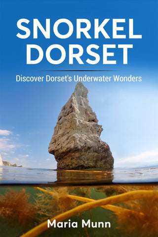 Book cover of 'Snorkel Dorset' with a rock formation and underwater view.