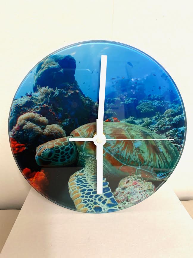 Sea Turtle Glass Clock
